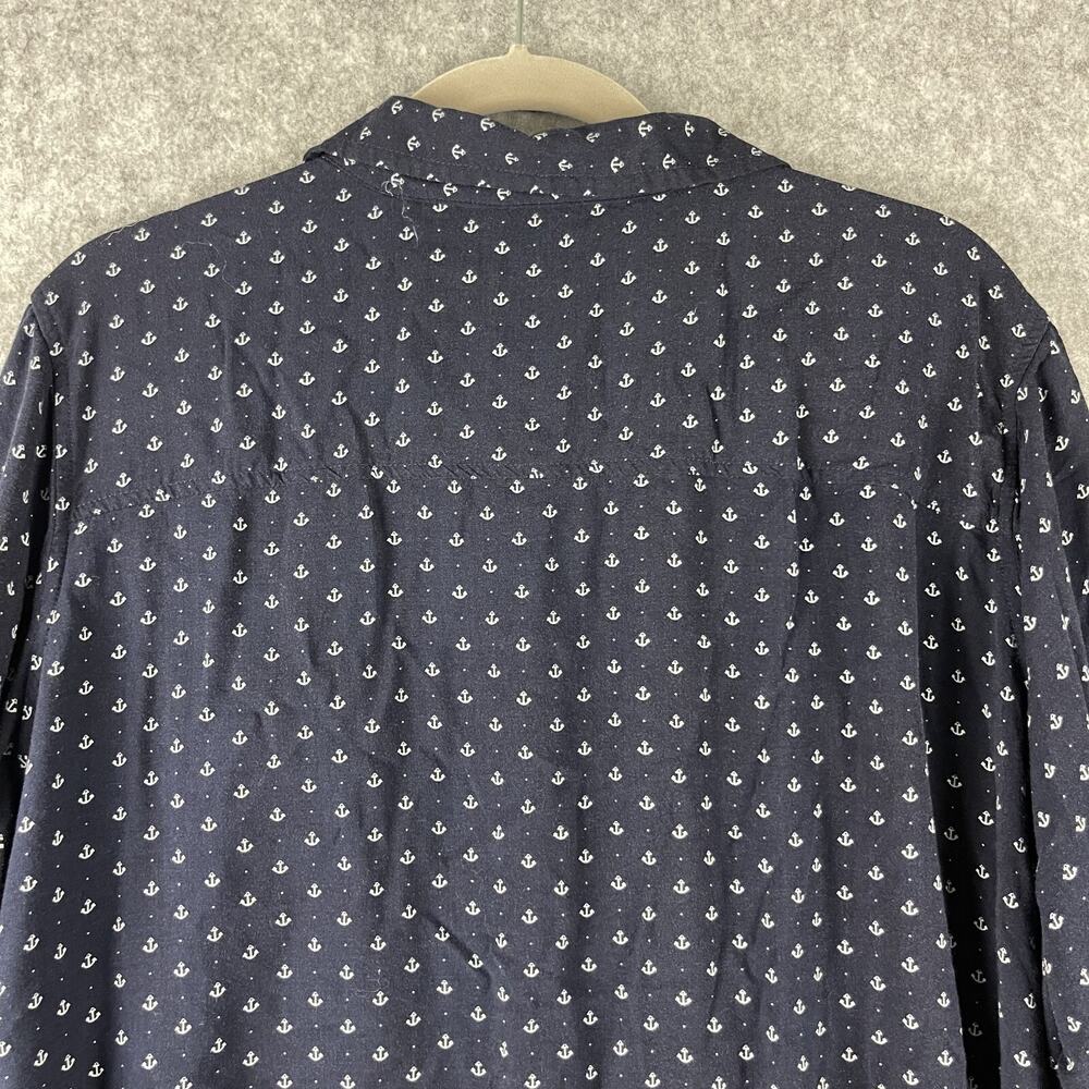 Per Se Top Womens 2X Blue Anchor Print Blouse Button Front 3/4 Sleeve Nautical - Picture 9 of 12